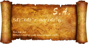 Sáfár Adrián névjegykártya