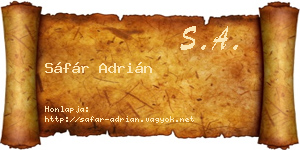 Sáfár Adrián névjegykártya